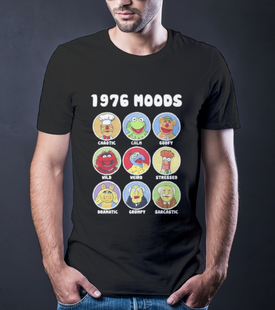 1976 Moods The Muppets Kermit Miss Piggy Animal Fozzie Beaker Swedish Chef Bunsen Honeydew Sam Eagle Statler Waldorf T-Shirt