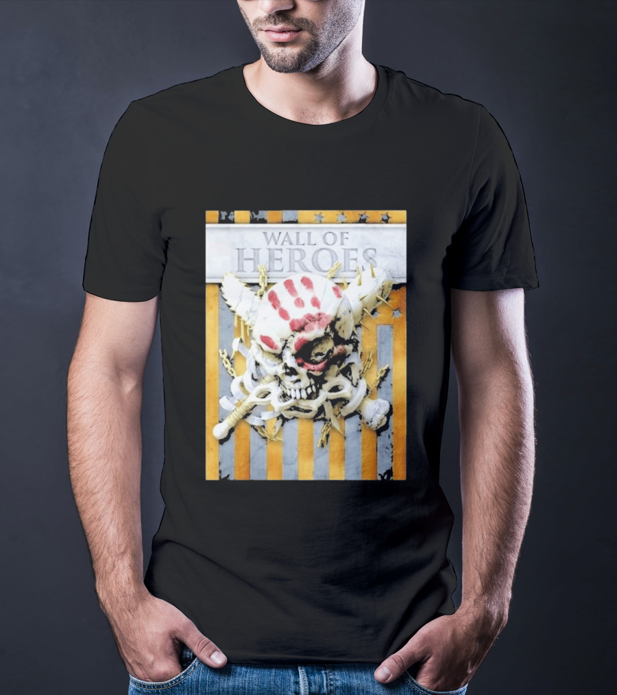 Five Finger Death Punch Wall Of Heroes Skull Chains Barbed Wire American Flag T-Shirt