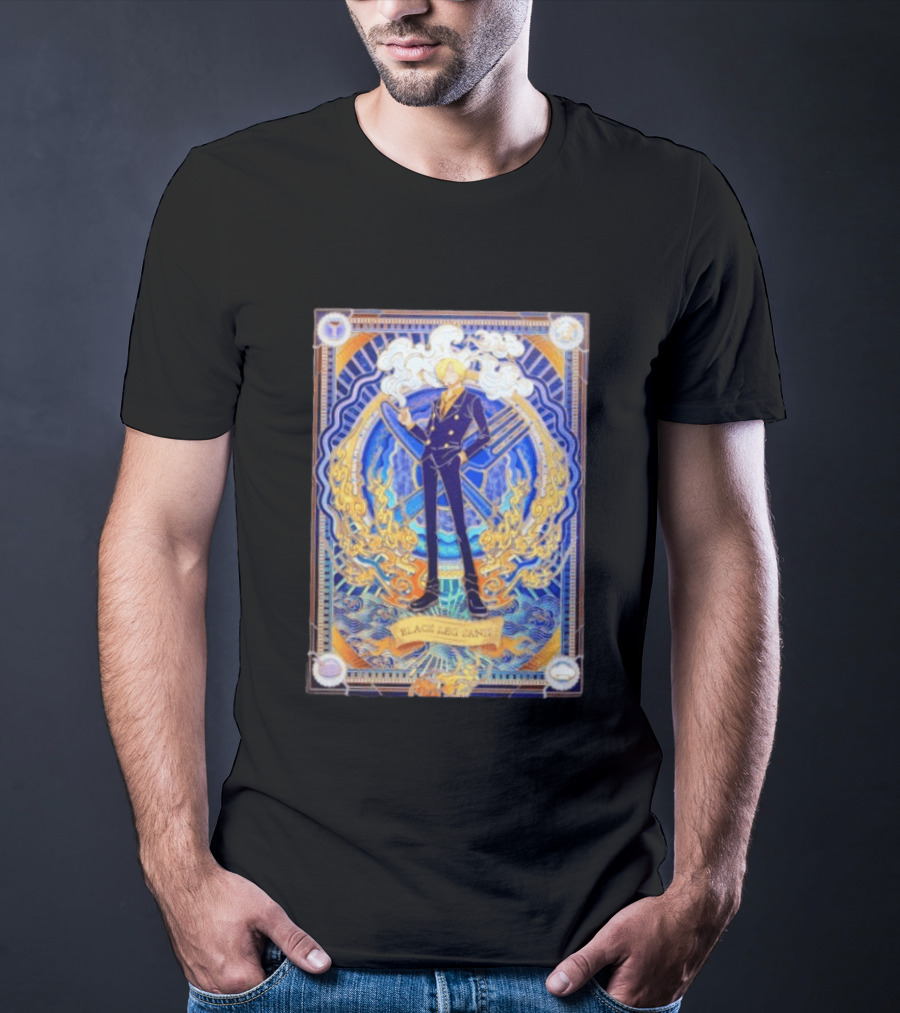 Sanji Black Leg Flames Smoking One Piece Character Art Tarot T-Shirt