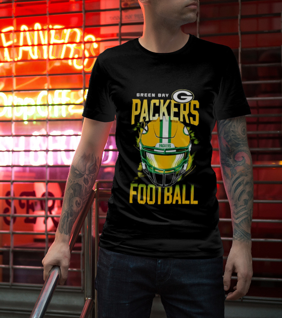 Green Bay Packers Football Helmet Packers Football T-Shirt