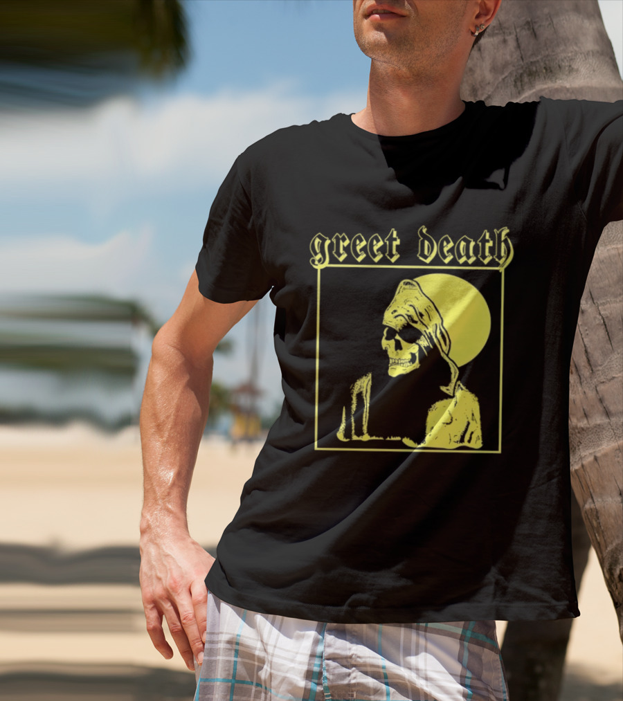Greet Death Grim Reaper Band Alternative Rock Skeleton Halo T-Shirt
