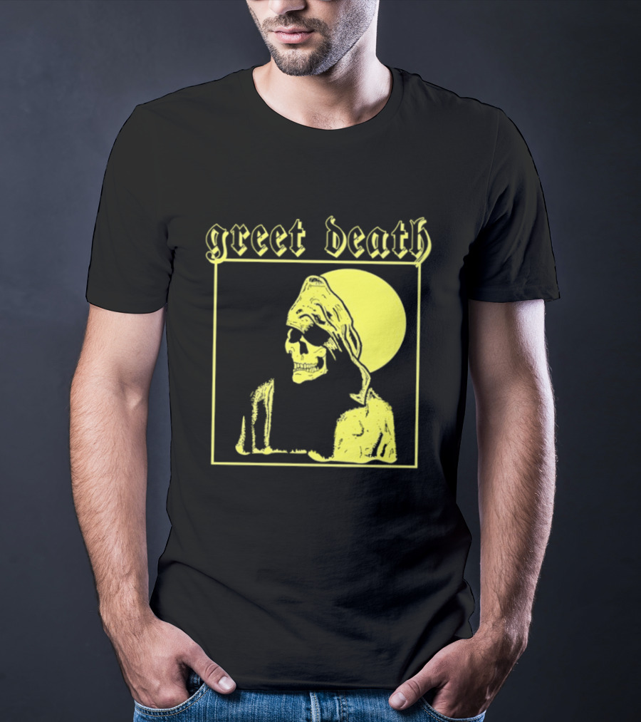 Greet Death Grim Reaper Band Alternative Rock Skeleton Halo T-Shirt