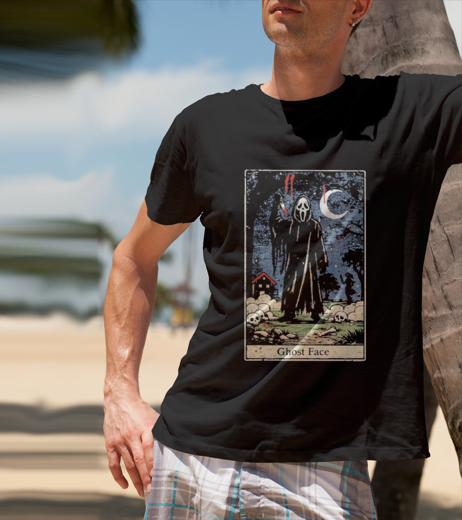 Ghost Face Scream Changes Tarot Card Crossover Halloween Horror Villain T-Shirt