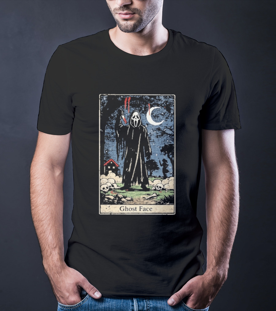 Ghost Face Scream Changes Tarot Card Crossover Halloween Horror Villain T-Shirt
