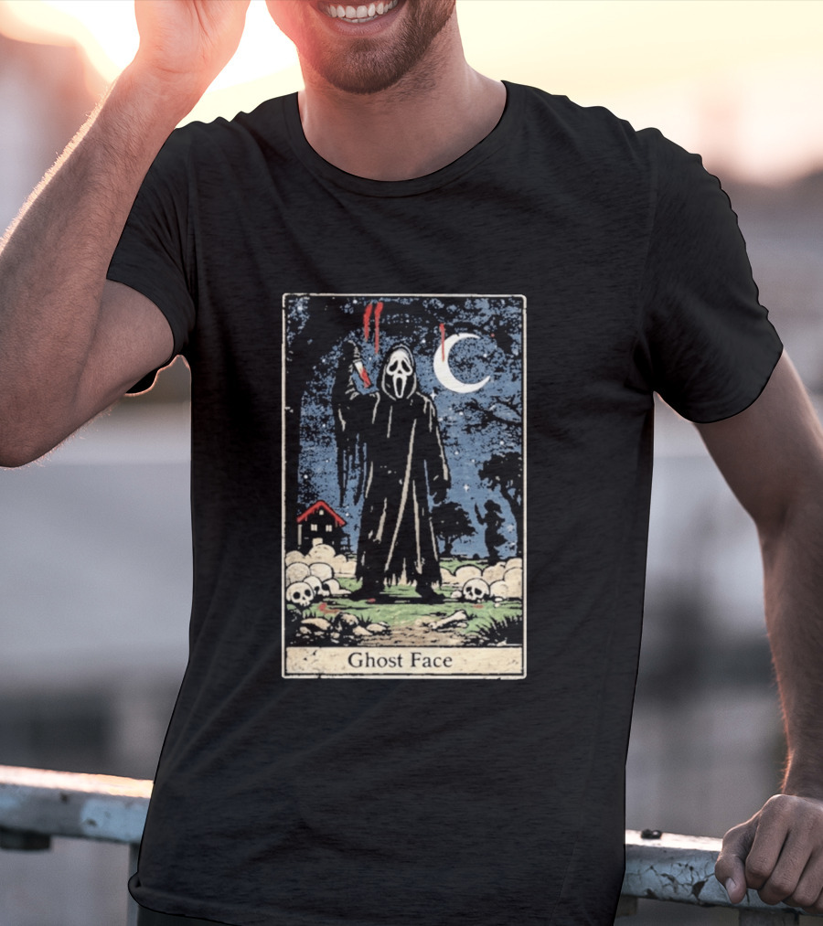 Ghost Face Scream Changes Tarot Card Crossover Halloween Horror Villain T-Shirt