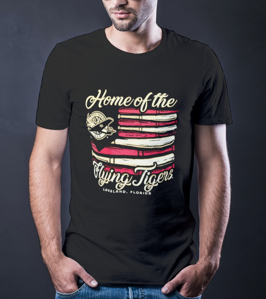 Home Of The Flying Tigers Lakeland Florida Baseball Flag T-Shirt