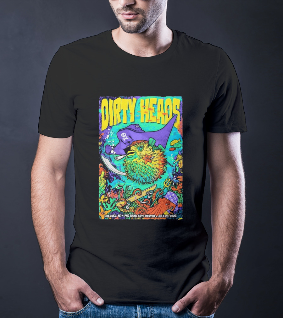 Dirty Heads Holmdel NJ July 23 2026 PNC Bank Arts Center Pirate Theme Ocean Creatures T-Shirt