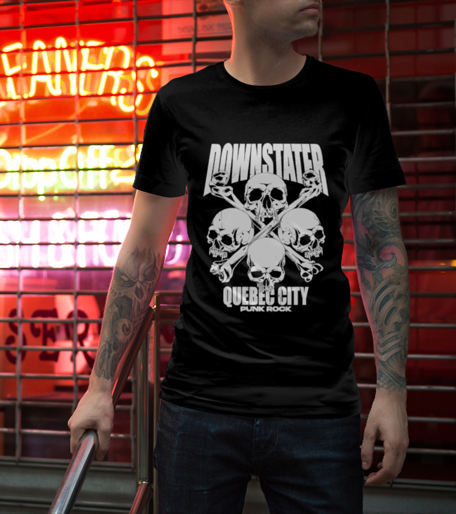Downstater Quebec City Punk Rock Skulls Crossbones T-Shirt