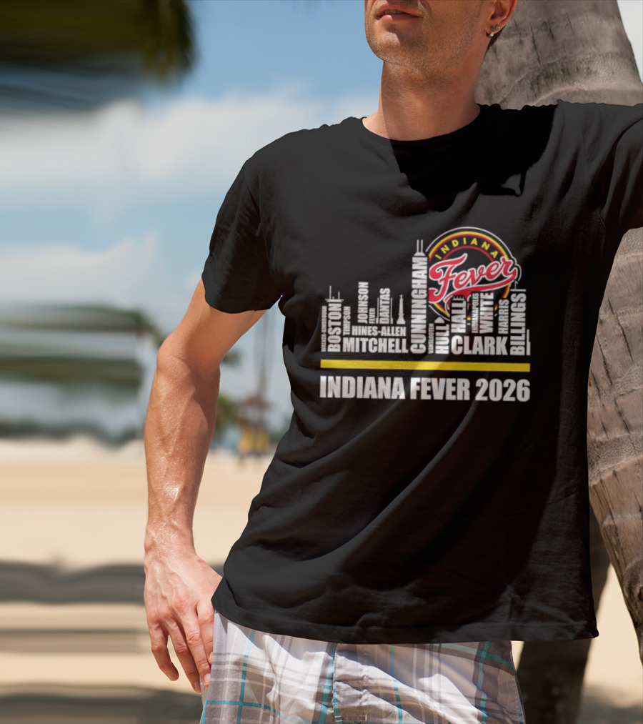 Indiana Fever 2026 Roster Skyline WNBA T-Shirt