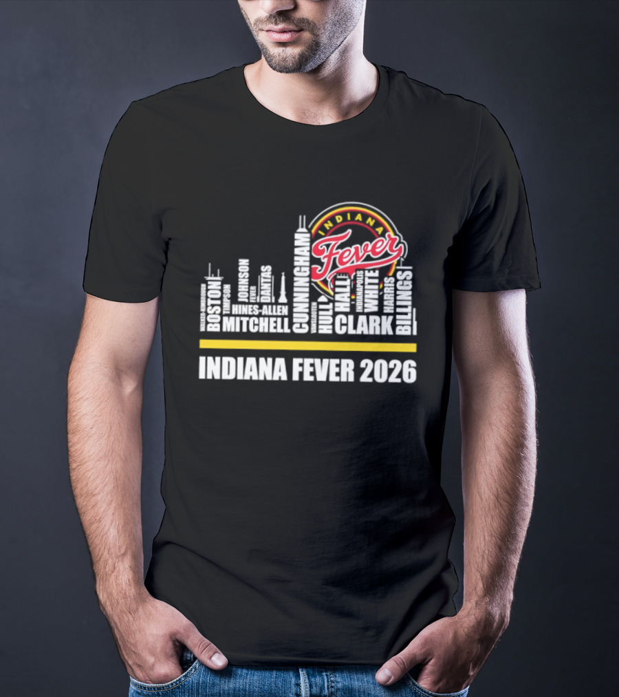 Indiana Fever 2026 Roster Skyline WNBA T-Shirt