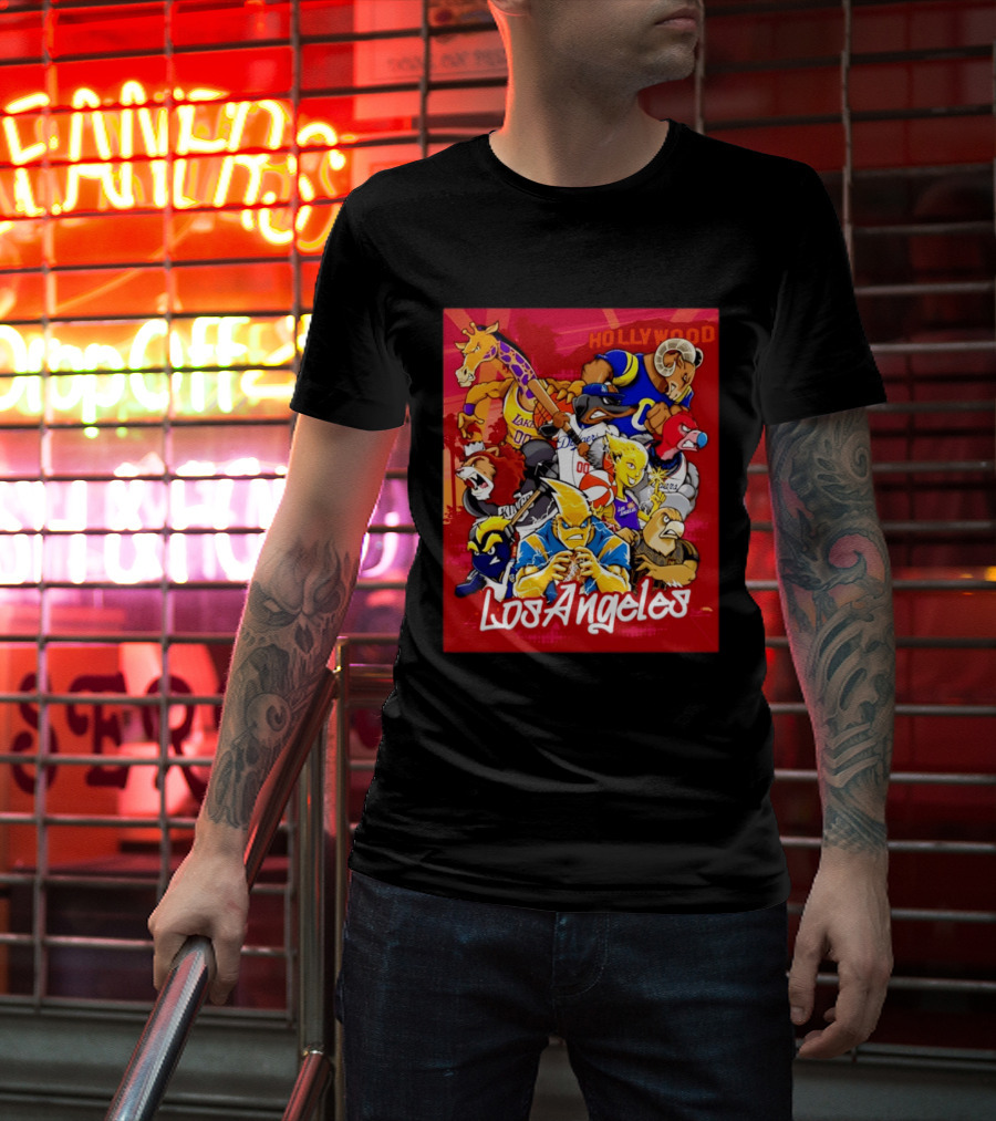 Los Angeles Legends Hollywood Sports Mashup With Dodgers Lakers Kings Rams And Clippers T-Shirt