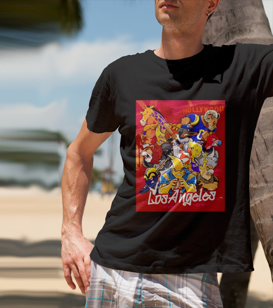 Los Angeles Legends Hollywood Sports Mashup With Dodgers Lakers Kings Rams And Clippers T-Shirt