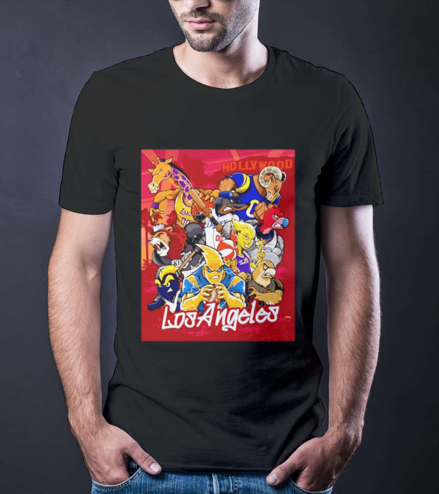 Los Angeles Legends Hollywood Sports Mashup With Dodgers Lakers Kings Rams And Clippers T-Shirt