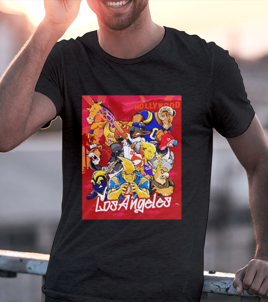 Los Angeles Legends Hollywood Sports Mashup With Dodgers Lakers Kings Rams And Clippers T-Shirt