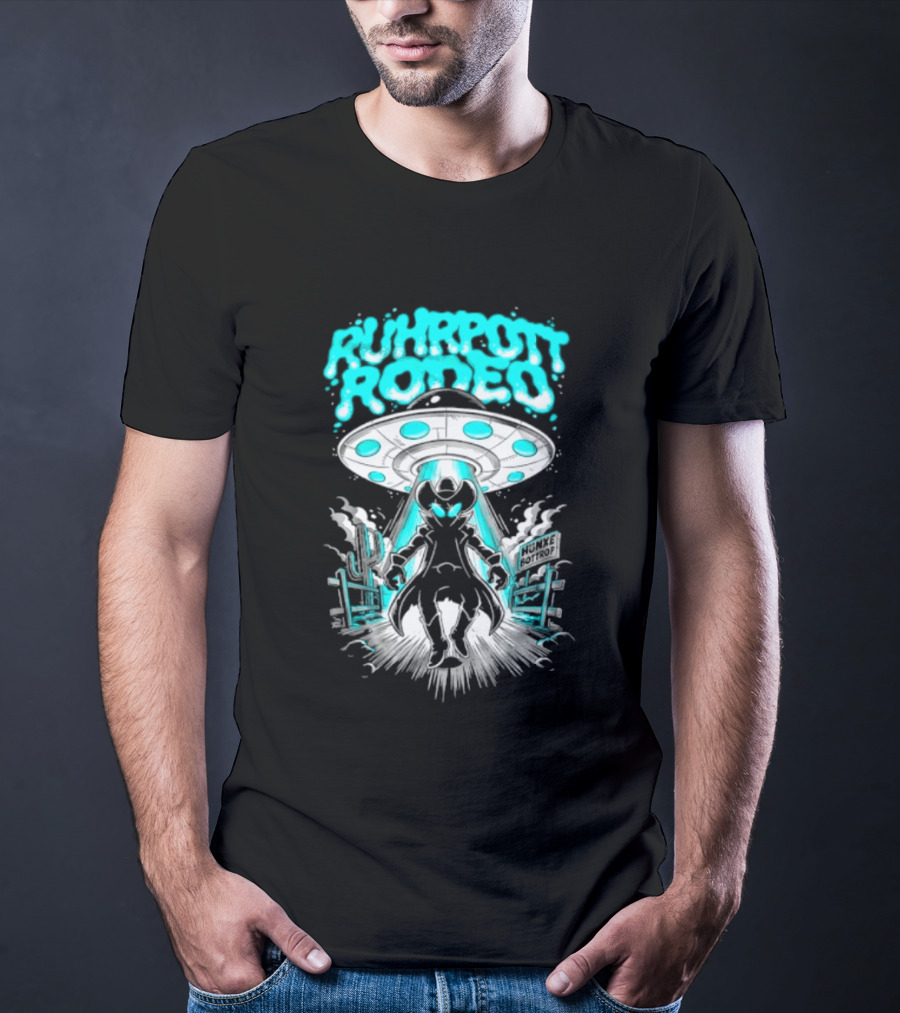 Ruhrpott Rodeo Hunxe Bottrop Alien Cowboy UFO Texas Stadium T-Shirt