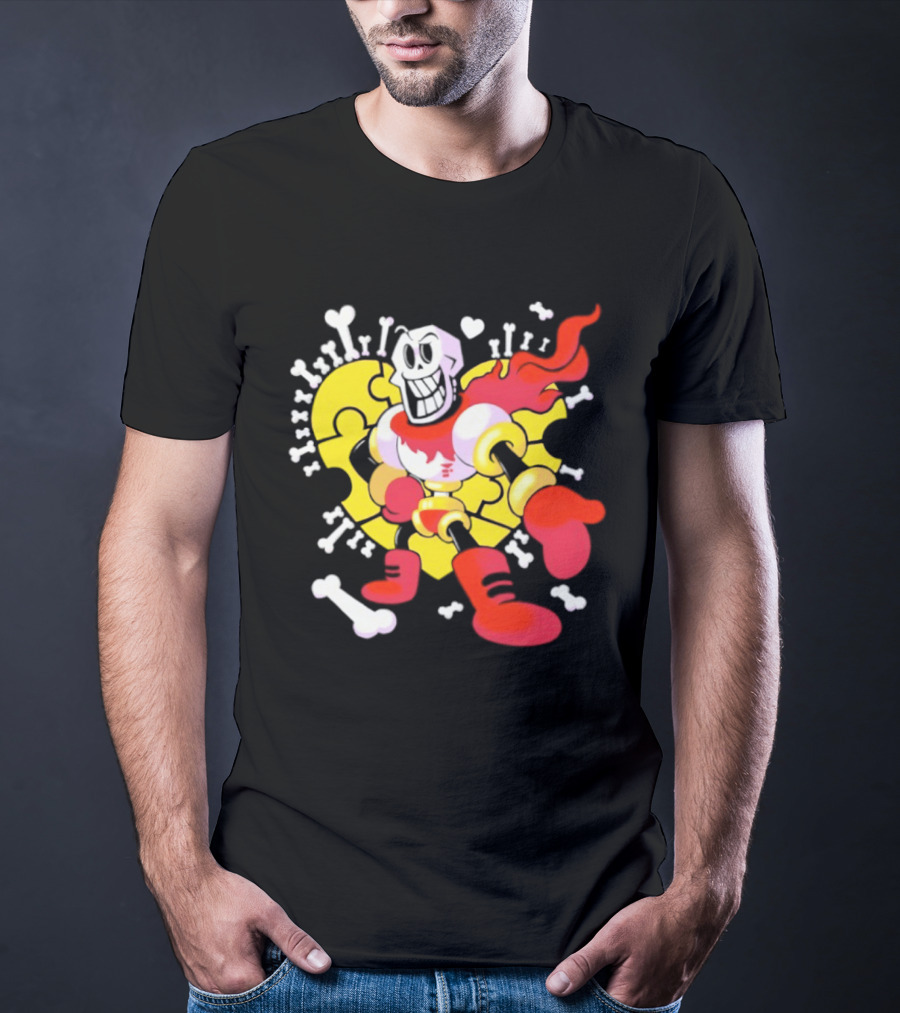 Papyrus Bonetrousle 10th Anniversary Undertale Puzzle Heart Skeleton T-Shirt