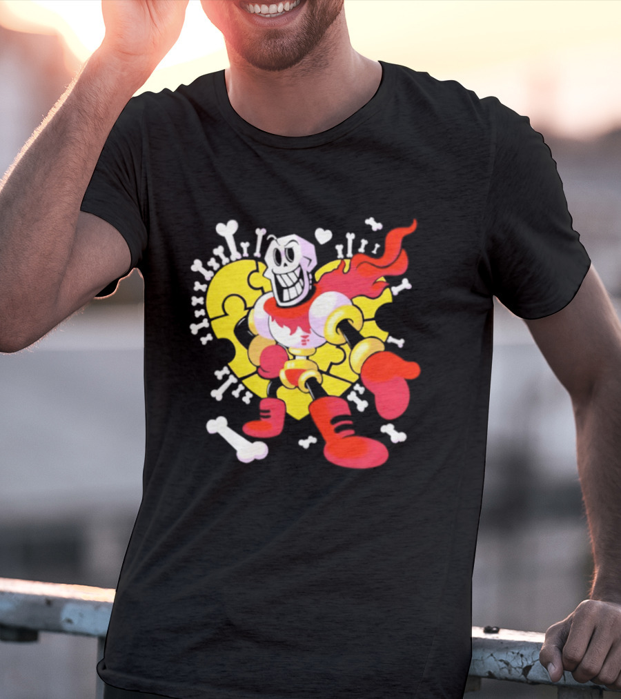 Papyrus Bonetrousle 10th Anniversary Undertale Puzzle Heart Skeleton T-Shirt