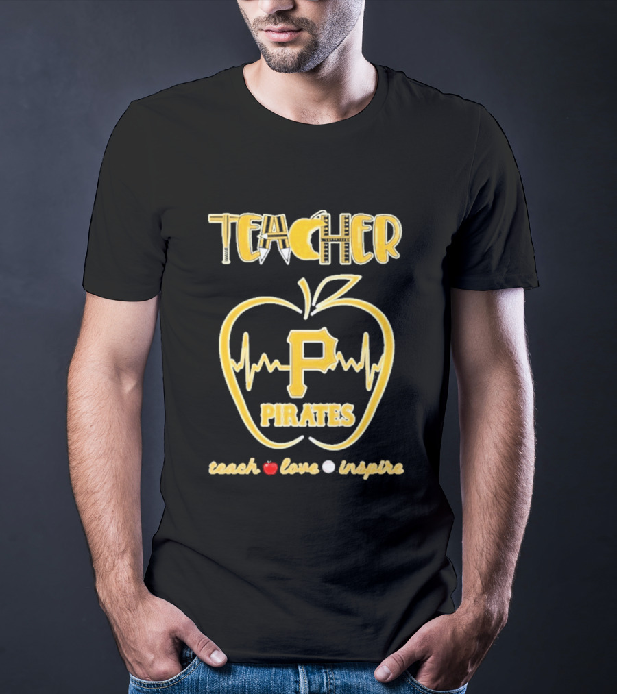 Pittsburgh Pirates Teacher Apple Teach Love Inspire T-Shirt