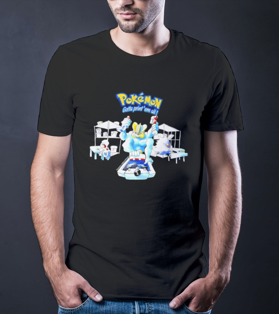 Pokemon Gotta Paint 'Em All Machamp Smeargle Gengar T-Shirt