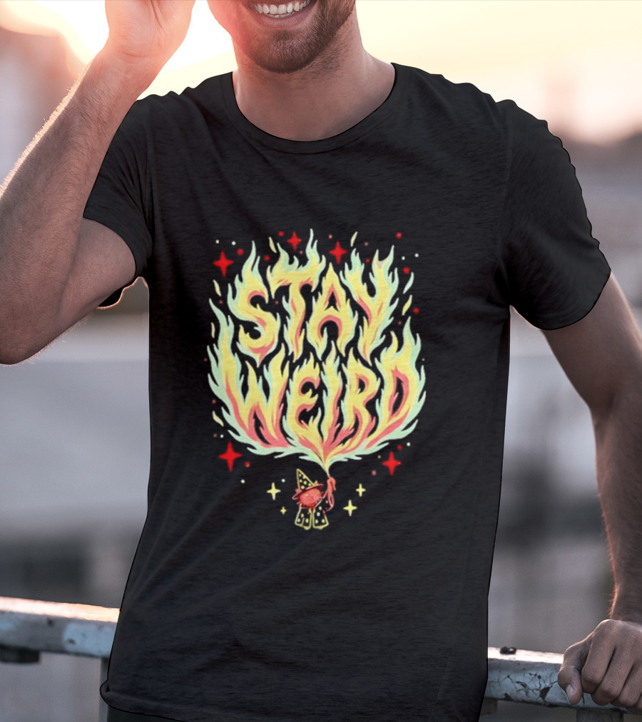 Stay Weird Witch Cat Magic Flame T-Shirt