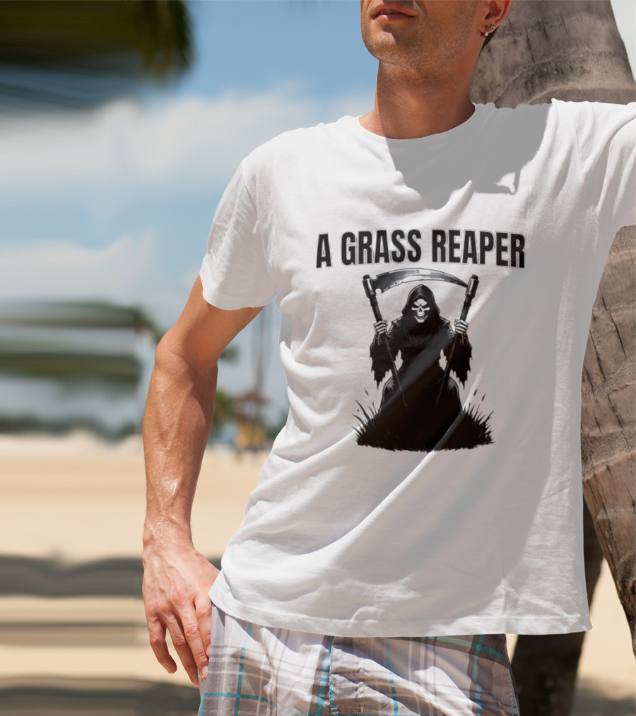 A Grass Reaper Lawn Mower Gardening T-Shirt