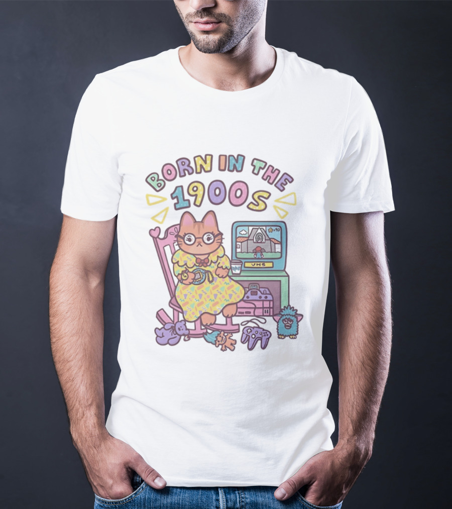 Born In The 1900s Cat VHS Gaming Nostalgia T-Shirt