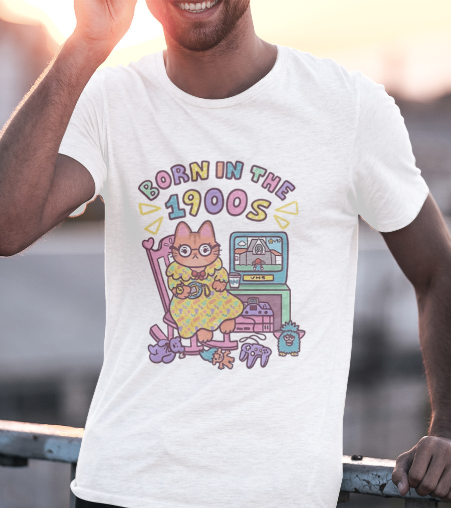 Born In The 1900s Cat VHS Gaming Nostalgia T-Shirt