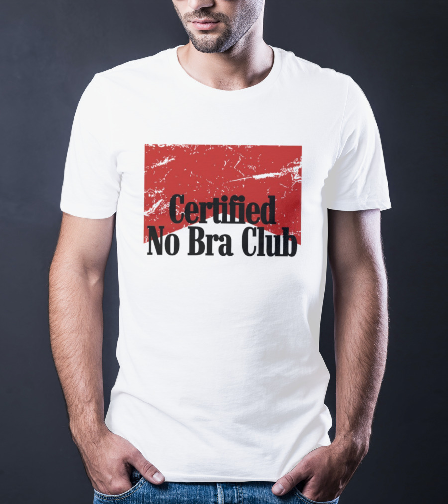Certified No Bra Club Marlboro Parody Red Banner T-Shirt