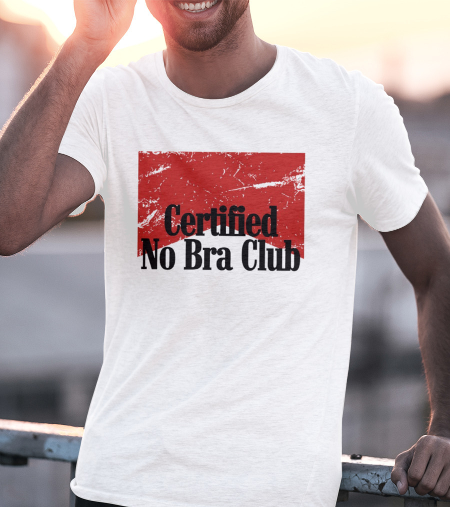 Certified No Bra Club Marlboro Parody Red Banner T-Shirt