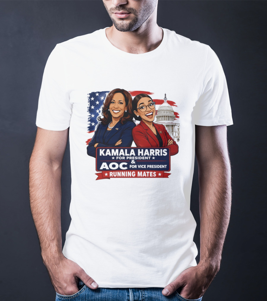 Kamala Harris For President AOC Vice President Running Mates Capitol T-Shirt