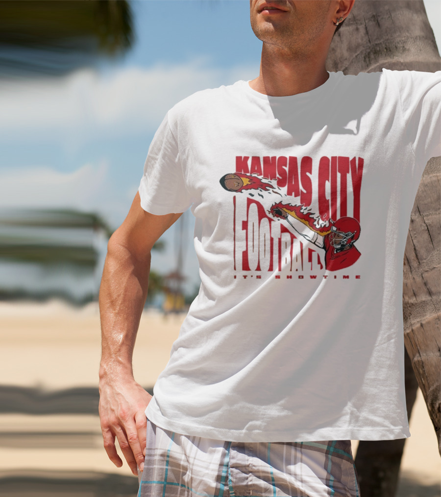 Kansas City Football It's Showtime Quarterback Fireball Pass T-Shirt