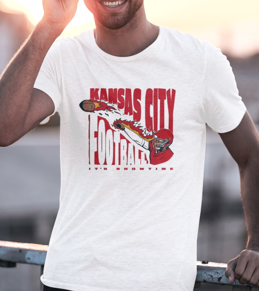 Kansas City Football It's Showtime Quarterback Fireball Pass T-Shirt