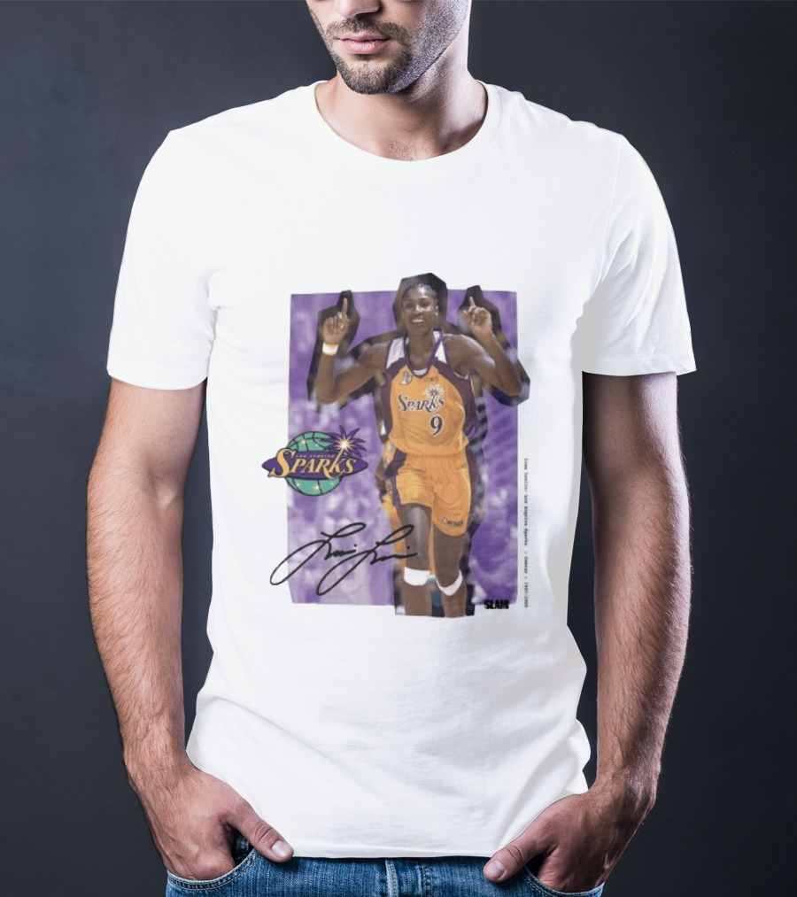 Lisa Leslie Los Angeles Sparks No 9 1997 2009 SLAM Autographed Basketball Legend T-Shirt