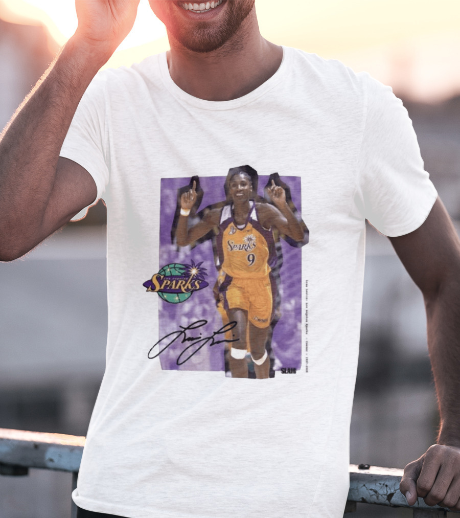 Lisa Leslie Los Angeles Sparks No 9 1997 2009 SLAM Autographed Basketball Legend T-Shirt