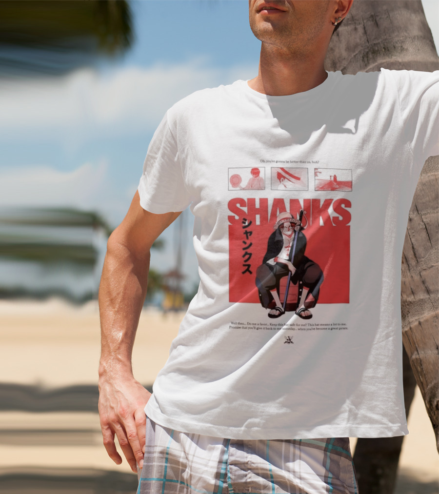 One Piece Shanks Luffy Straw Hat Pirates Manga Panels T-Shirt