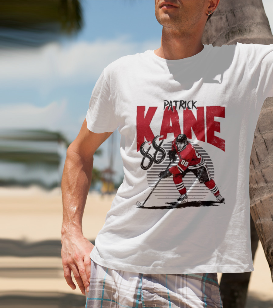 Patrick Kane 88 Chicago Blackhawks Hockey Player Action T-Shirt