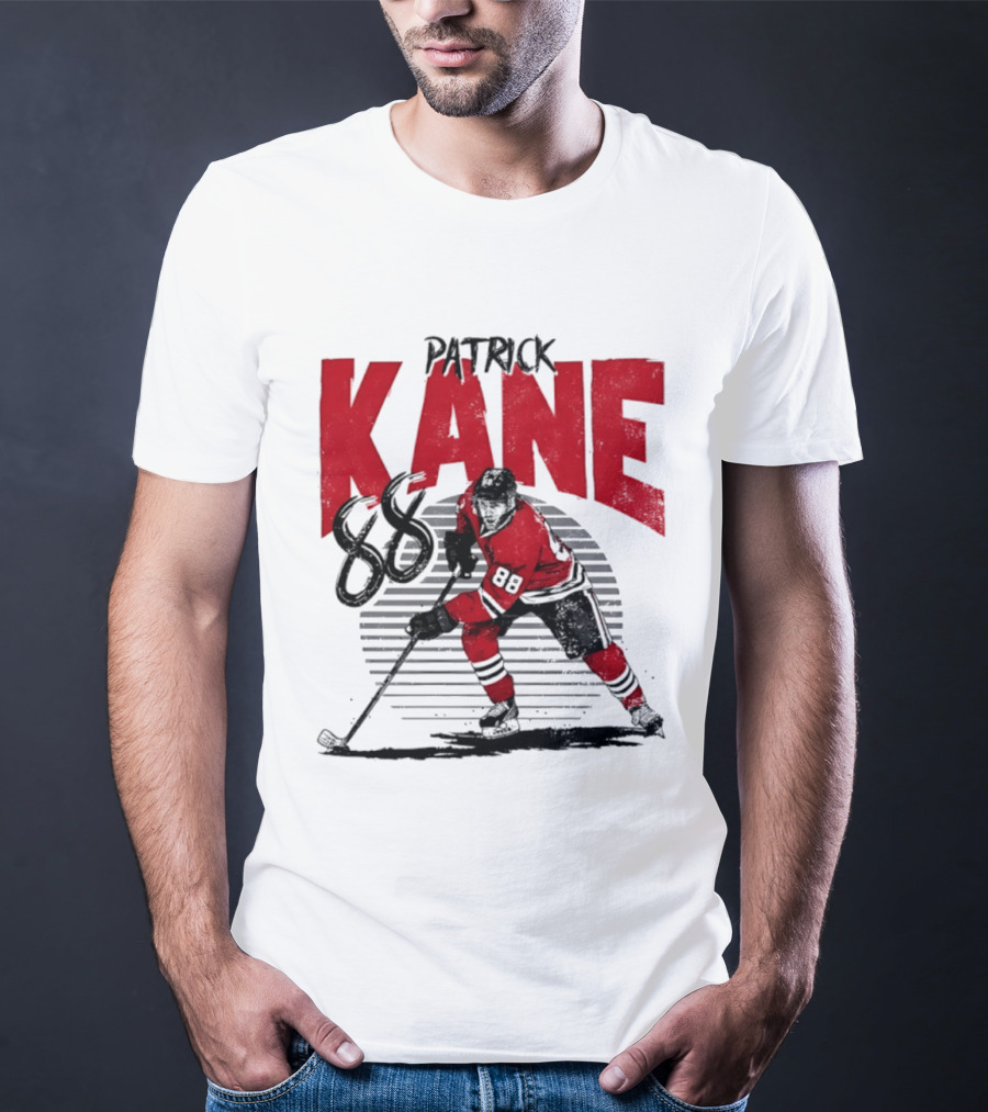 Patrick Kane 88 Chicago Blackhawks Hockey Player Action T-Shirt
