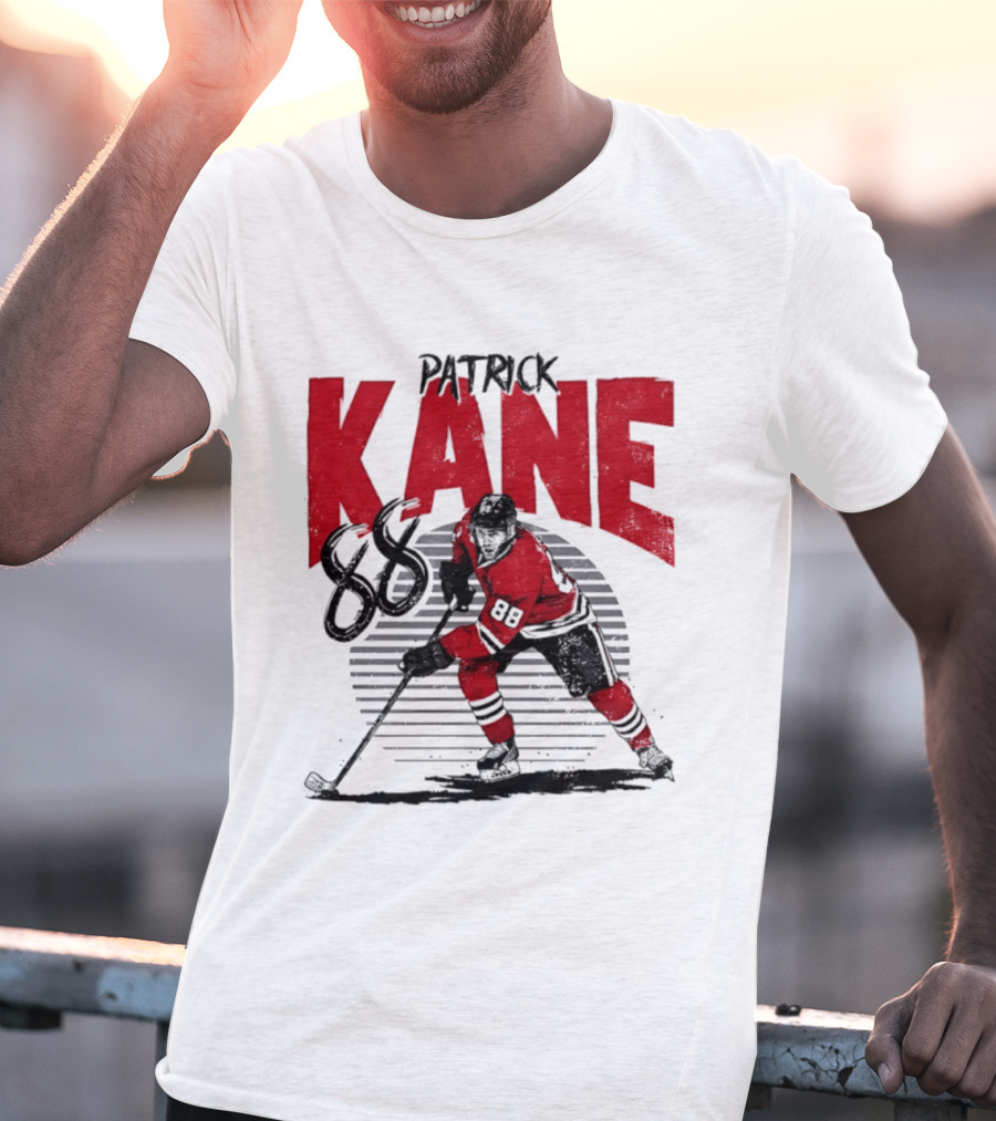Patrick Kane 88 Chicago Blackhawks Hockey Player Action T-Shirt
