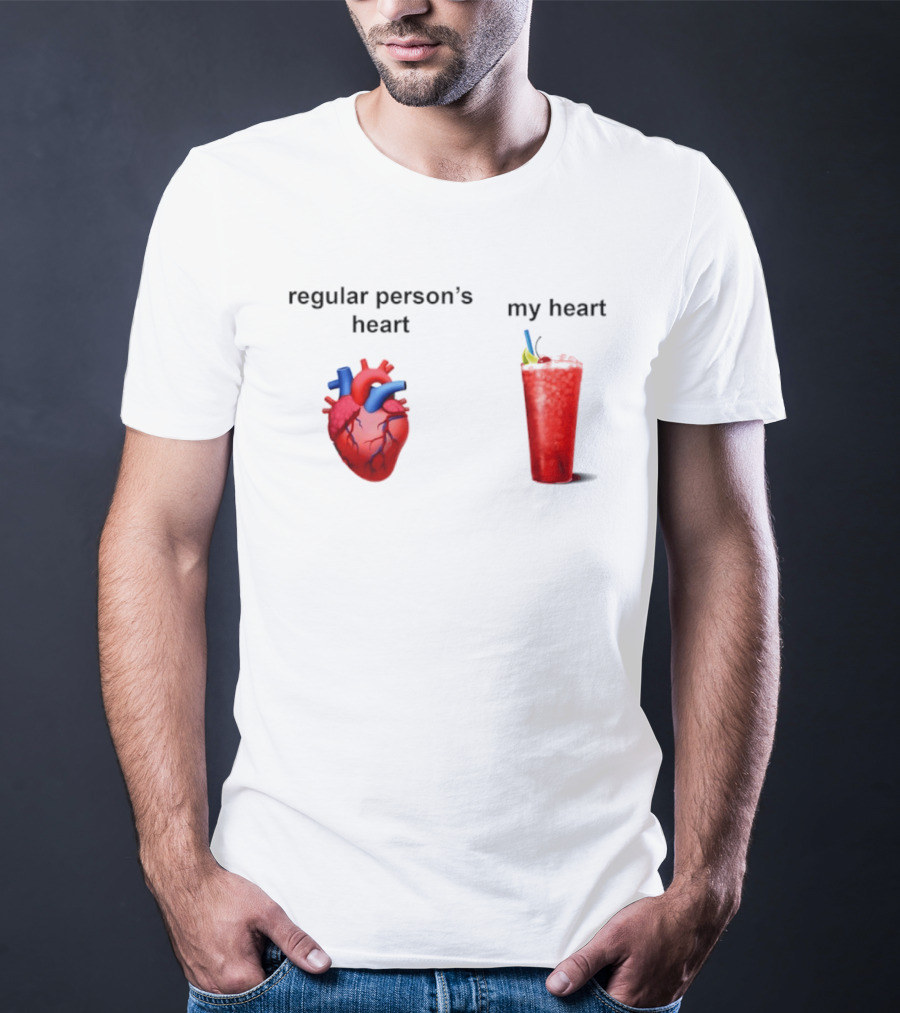 Regular Person's Heart Vs My Heart Cocktail Emoji Comparison T-Shirt