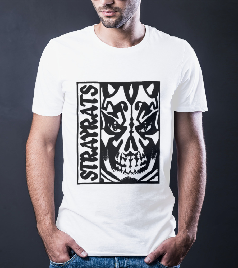 Stray Rats Skull Face Art Black And White T-Shirt