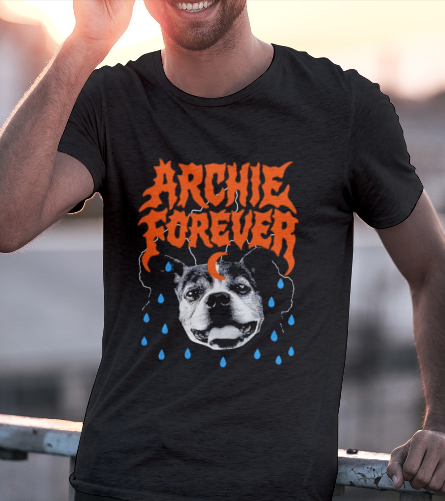 Archie Forever Dog Memorial Pet Tribute With Teardrops And Crescent Moon T-Shirt