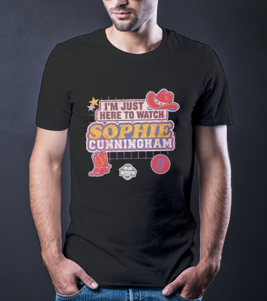 I'm Just Here To Sophie Cunningham WNBA Cowboys Hat Boots Star 8 T-Shirt