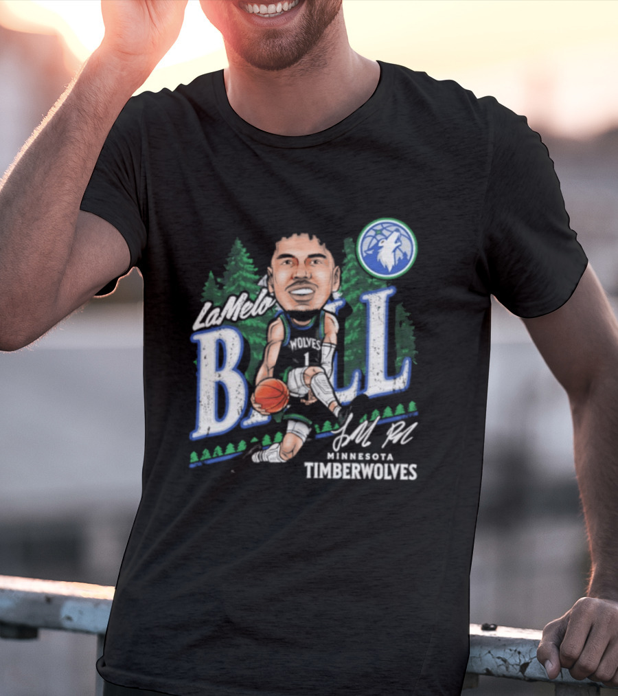 LaMelo Ball Minnesota Timberwolves Basketball Player Caricature T-Shirt
