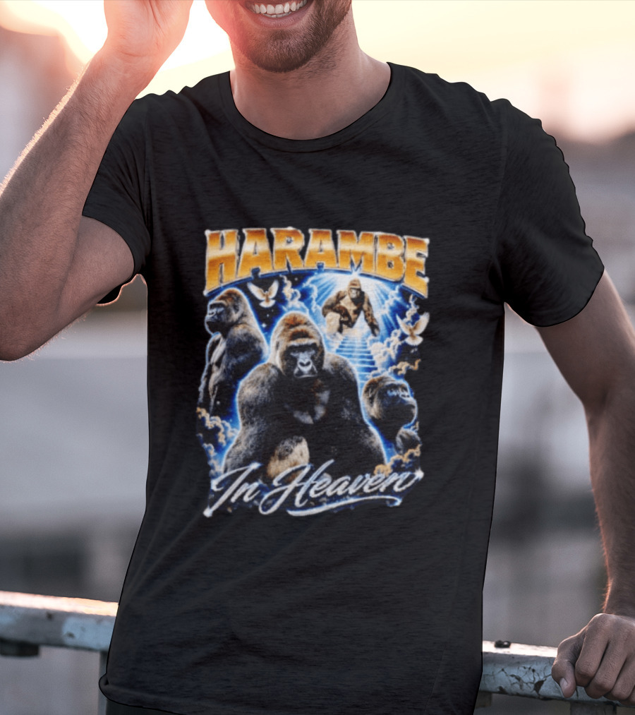 Harambe In Heaven Gorilla And Angels T-Shirt