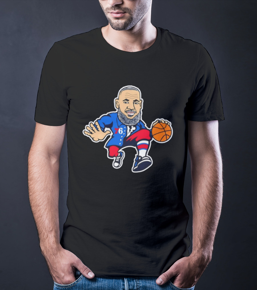 LeBron James Philadelphia Sixers Cartoon Basketball Player With Number 76 T-Shirt