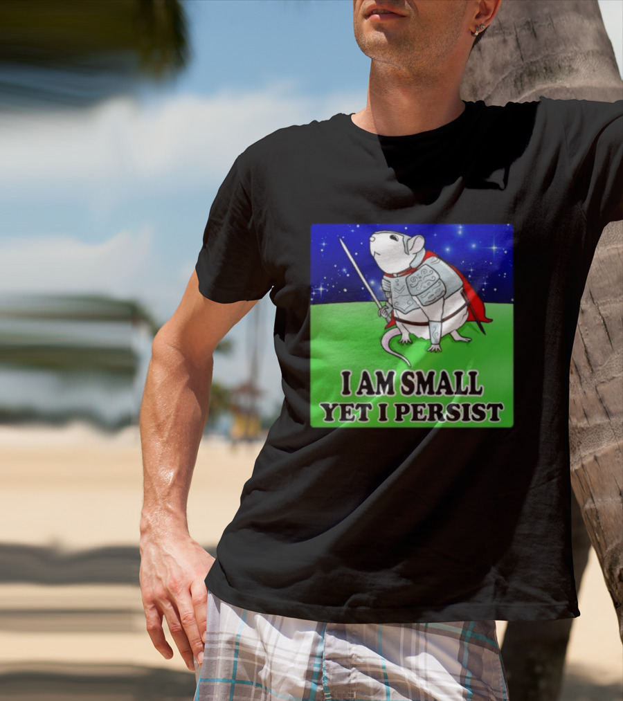 I Am Small Yet I Persist Knight Rat Armor Red Cape Stars T-Shirt