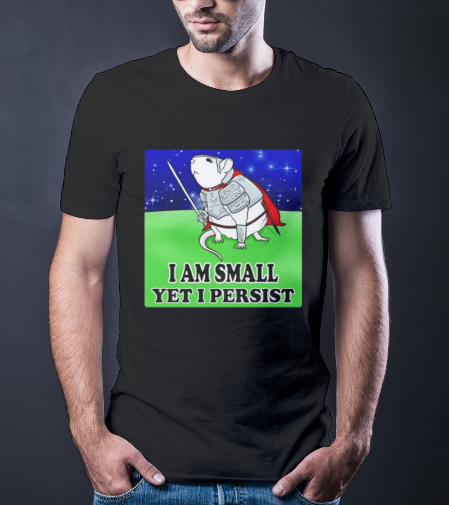 I Am Small Yet I Persist Knight Rat Armor Red Cape Stars T-Shirt