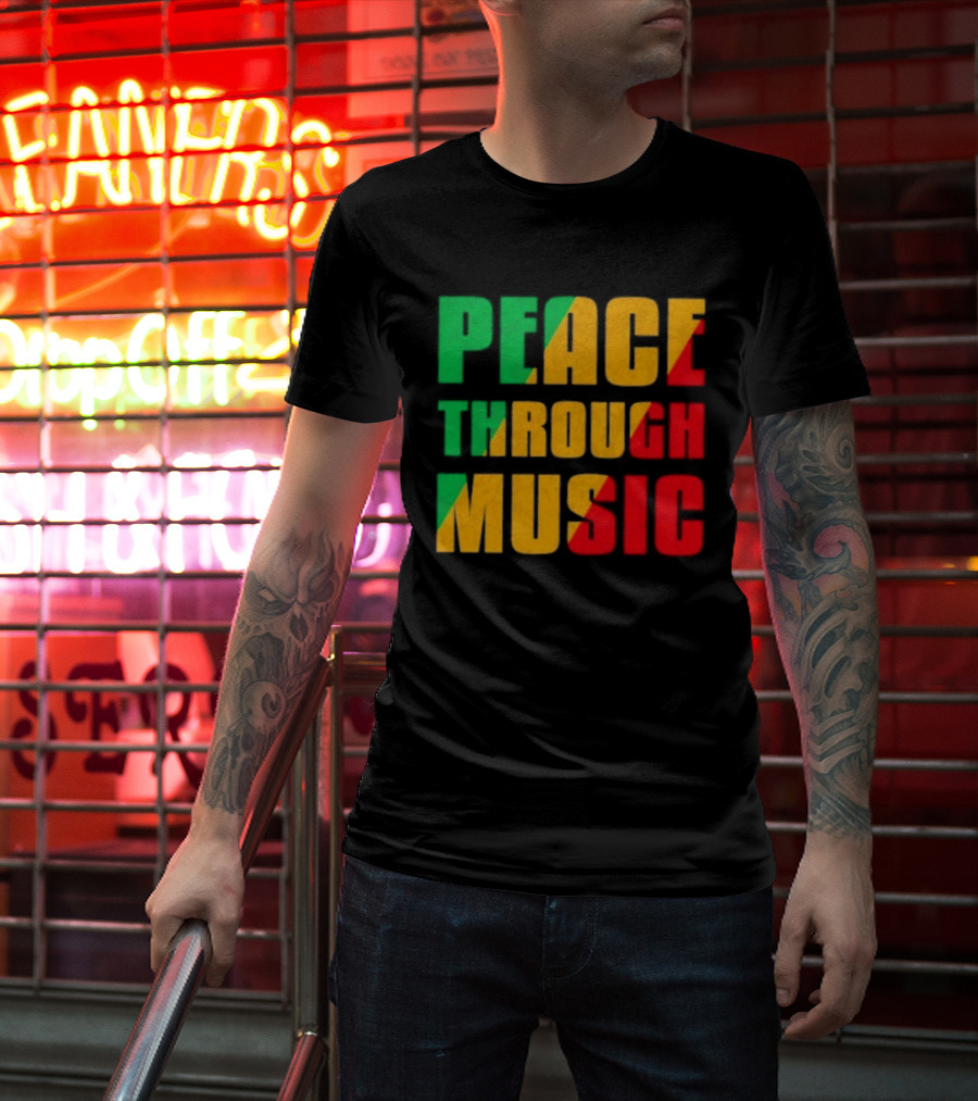 Peace Through Music Reggae Rasta Jamaica T-Shirt