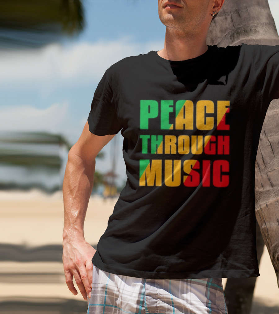 Peace Through Music Reggae Rasta Jamaica T-Shirt