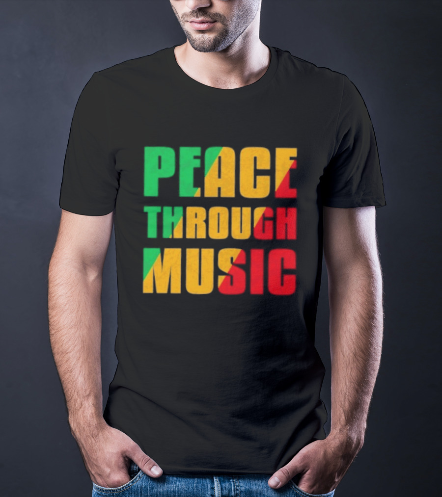 Peace Through Music Reggae Rasta Jamaica T-Shirt